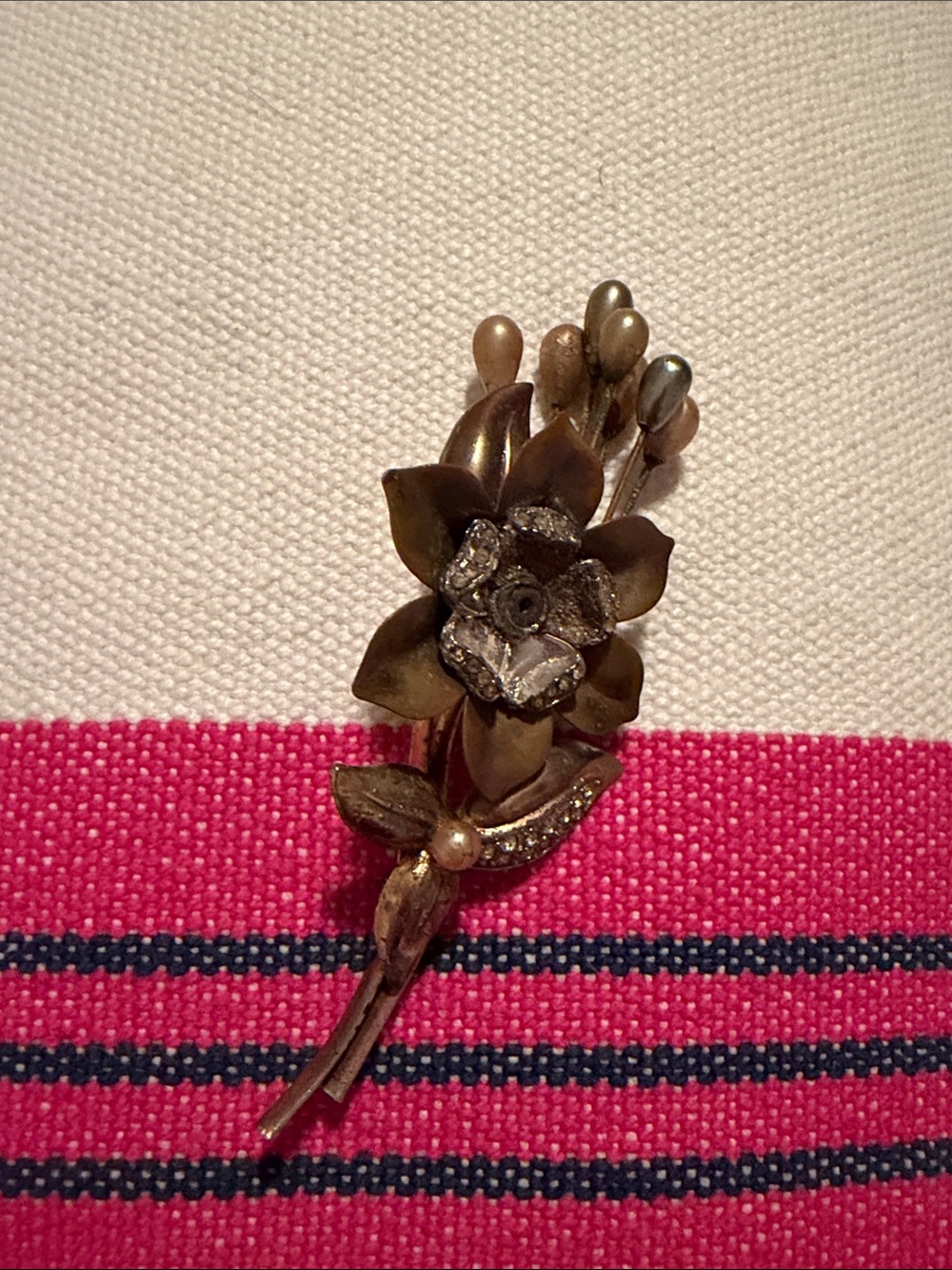 Antique-Inspired Gold Floral Brooch Pin